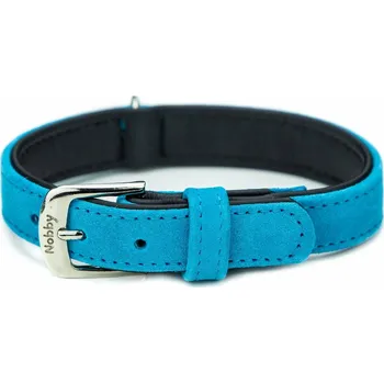 Obojek pro psa Nobby VELOURS obojek ze semišové kůže XS-S 32cm tyrkysová