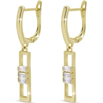Náušnice biju Pozlacené visací náušnice 14k, obdélník se zirkony 1003270