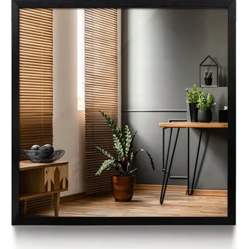 Zrcadlo Zrcadlo Čtvercové Nástěnné Závěsné v Rámu 50x50 cm