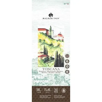 Blok Akvarelový blok Magnani Toscana 15x40cm 300g 100% bavlna (Akvarelový blok Magnani Toscana 15x40cm 300g 100% bavlna)