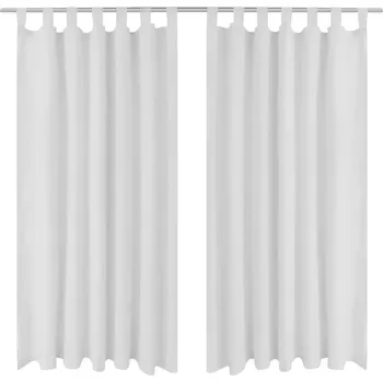 vidaXL Mikrosaténové závěsy s poutky, 2 ks, 140x175 cm, [130359] Barva: Bílá