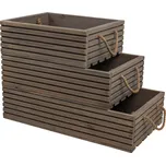 Vingo Dřevěná bedýnka s lanovými uchy, šedá Rozměry (cm): 50x35, v. 14,5