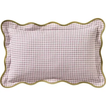 Povlak na dekorativní polštářek Blancheporte Kostkovaný polštář s kontrastním volánem lila 40x60 cm