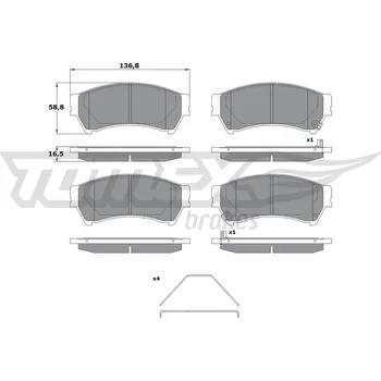 Brzdová destička Sada brzdových destiček, kotoučová brzda TOMEX Brakes TX 17-40