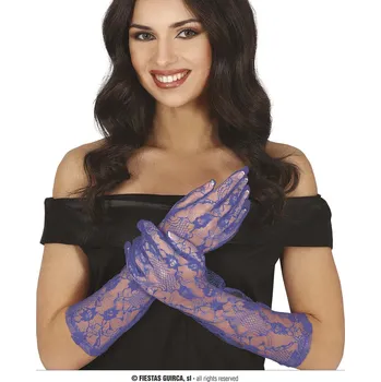 Karnevalový doplněk Guirca Fiestas Španělsko Modré krajkové rukavice