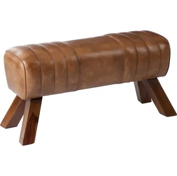 Hnědá kožená lavice v podobě gymnastické Cognac - 91*36*48 cm