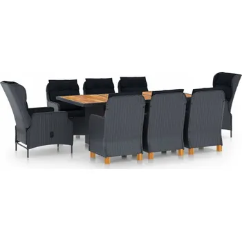 Zahradní nábytková souprava dřevo VidaXL černá 9 ks