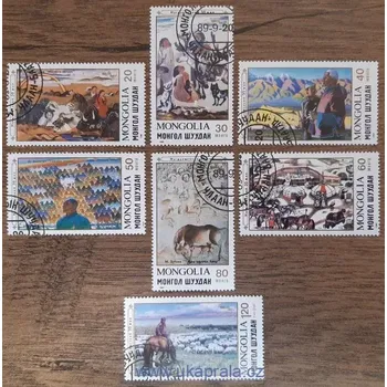 Sběratelství Mongolsko raz. 2079/85 umění, historie, fauna, r. 1989
