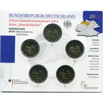 Německo (2014) Mincovní karta 2€ mince Lower Saxony (BU) - ADFGJ