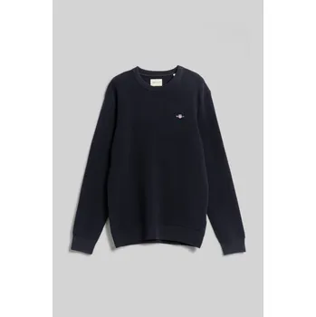 Pánský svetr SVETR GANT TEXTURED COTTON C-NECK EVENING BLUE
