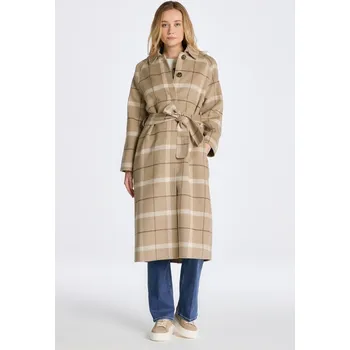 Dámský kabát KABÁT GANT CHECKED HANDSTITCHED CAR COAT COLD BEIGE