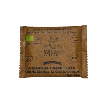 Cukrovinka Cacao Crudo Raw Hořká čokoláda s nasekanými lískovými oříšky, BIO, 30 g *IT-BIO-006 certifikát
