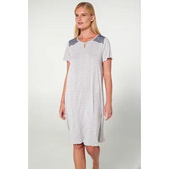 Dámské noční prádlo Vamp Noční košile white sand s krajkou a krátkými rukávy, white sand S i512_20900_504_2