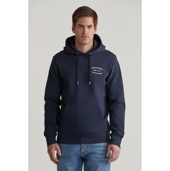 Pánské oblečení MIKINA GANT SMALL GRAPHIC SWEAT HOODIE EVENING BLUE