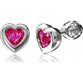 Šperk Couple, Romantické náušnice Tina, bílé zlato s&nbsp;červenými zirkony, 585-66-3-0519.1B00.0.00.004.05