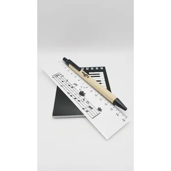 Dárkový balíček na soutěže - blok klaviatura, pero a pravítko notová osnova