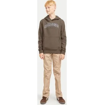 Pánská mikina Jack & Jones Junior Mikina Caleb 12259564 Hnědá Relaxed Fit 152
