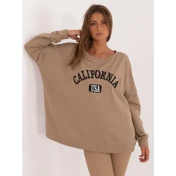 Dámská souprava s mikinou bez kapuce tmavě béžová