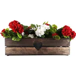 AMADEA Dřevěný truhlík se srdíčkem tmavý, uvnitř s černou fólií, 62x21,5x17cm, český výrobek