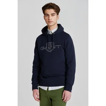 Pánská mikina MIKINA GANT LOGO HOODIE EVENING BLUE