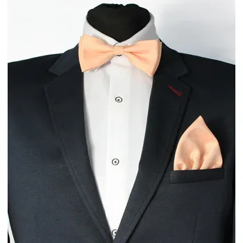 Pánský motýlek s kapesníčkem do saka jemně meruňkový, VELIKOST UNI