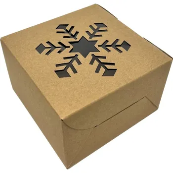 Krabička na výslužku Vánoční dárková krabička s průhledem 10x10x6,5 cm