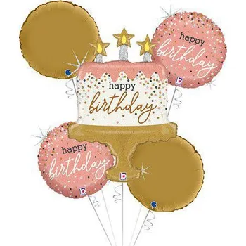 Balónek Procos Set Roseegold B-day fóliový balónek nafukovací