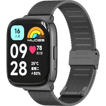 Ostatní příslušenství k chytrým hodinkám VSECHNONAMOBIL 86992 MIJOBS MILANESE Kovový řemínek pro Xiaomi Redmi Watch 3 Lite černý