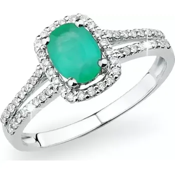 Oblečení a móda Dámský prsten bílé zlato 585/1000 přírodní diamant 0.201 ct smaragd a GKW52511 velikost 55