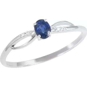 Prsten Dámský prsten bílé zlato 585/1000 přírodní diamant 0.20 ct modrý safír GKW46582SAF velikost 54