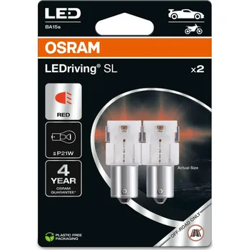 Autožárovka OSRAM LED P21W LEDriving SL Red 12V blistr 2ks 7506DRP-2BL