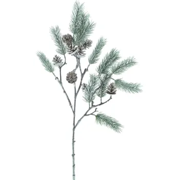 umělá květina umělá větev, Borovice větev (spray) s šiškami 'Inga' ojiněná V100 cm