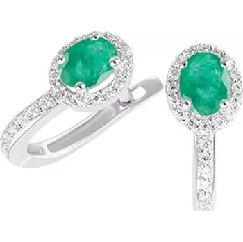 Náušnice Dámské náušnice přírodní diamant 0.320 ct smaragd GKW52432-B-SMAR