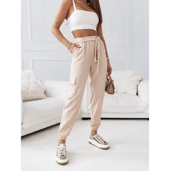 Dámské kalhoty Béžové bojovky s gumou v pase - Moon, odstíny béžové S (36) i392_24023-46