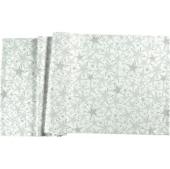 ubrus Vánoční běhoun na stůl Stelle 50x140 cm bílo-stříbrný, Sander