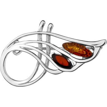 Brož Stříbrná brož s jantarem - AP539-5243