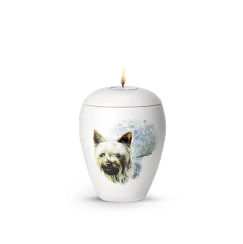 Smuteční dekorace Zvířecí urna Bianco se svíčkou - Yorkshire 0,5l