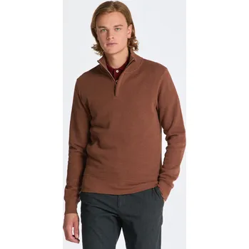 Pánské oblečení MIKINA GANT SACKER RIB HALF ZIP WEATHERED BROWN