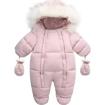 Kojenecká kombinéza Kojenecká zimní kombinéza s flísovou podšívkou (3-24 měsíců) Barva: Růžová - 2 zipy, Velikost: 12 měsíců (80)