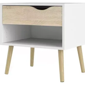 Noční stolek Noční stolek Retro 1s 394 Bílá/dub sonoma