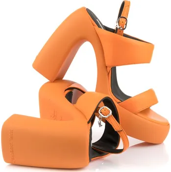 Dámské sandále SANDÁLE KARL LAGERFELD ASTRAGON HI PUFFA STRAP SANDAL ORANGE LTHR