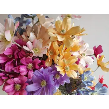 umělá květina Květ na stonku - luční kvítí, textilní dekorace, květina, mix barev 60cm