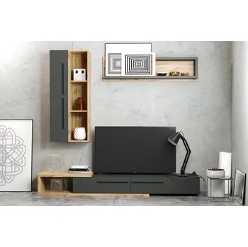 Obývací stěna Obývací sestava OVIDEO barva dub tahoe/antracit