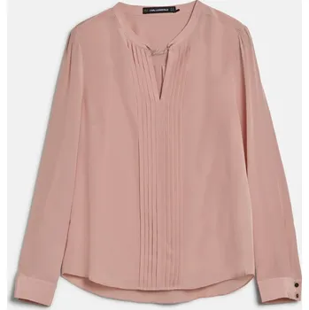 Dámská košile HALENKA KARL LAGERFELD SILK BLOUSE W/PLEATS ROSE SMOKE