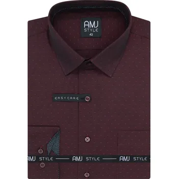 Pánská košile AMJ Slim fit bordó VDSR1389 velikost: 43, délka rukávu: dlouhý rukáv