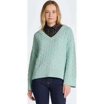 Dámský svetr SVETR GANT HERRINGBONE V-NECK IBIZA BLUE