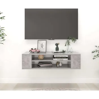 Televizní stolek vidaXL Závěsná TV skříňka 100x30x26,5 cm dřevotříska [806229] Barva: Betonová šedá