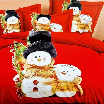 Povlečení Vánoční francouzské 3D povlečení - Sněhulákovi