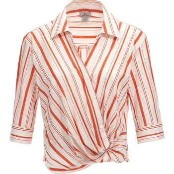 HALENKA WOOLRICH STRIPE POPLIN BLOUSE PLASTER WHITE STRIPE