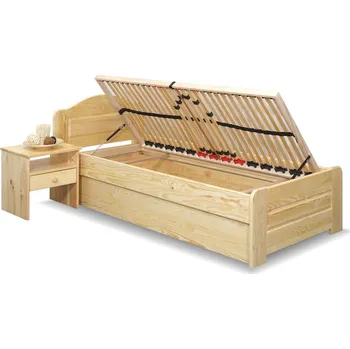 Postel Postel jednolůžko s úložným prostorem LADA, 90x200cm, masiv borovice